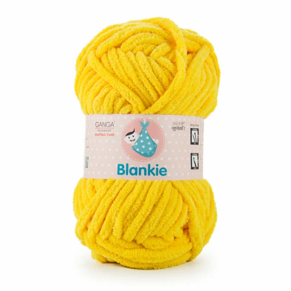 Ganga Blankie Yarn BLK004 Bright Yellow – Soft Amigurumi Plush Yarn for Crochet Toys