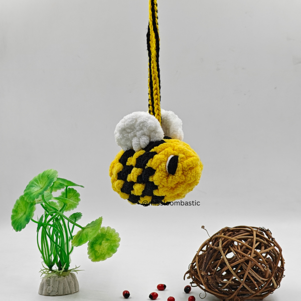 Crochet Bee Hanging Amigurumi Car Charm and Handmade Bee Accessory
