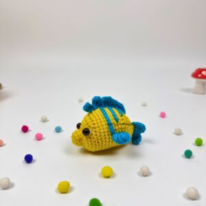 yellow fish crochet toy handmade amigurumi