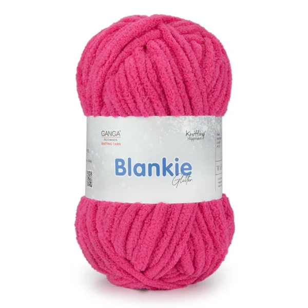 Ganga Blankie Glitter Yarn BG0009 Dark Pink – Soft Amigurumi Plush Yarn for Crochet Toys